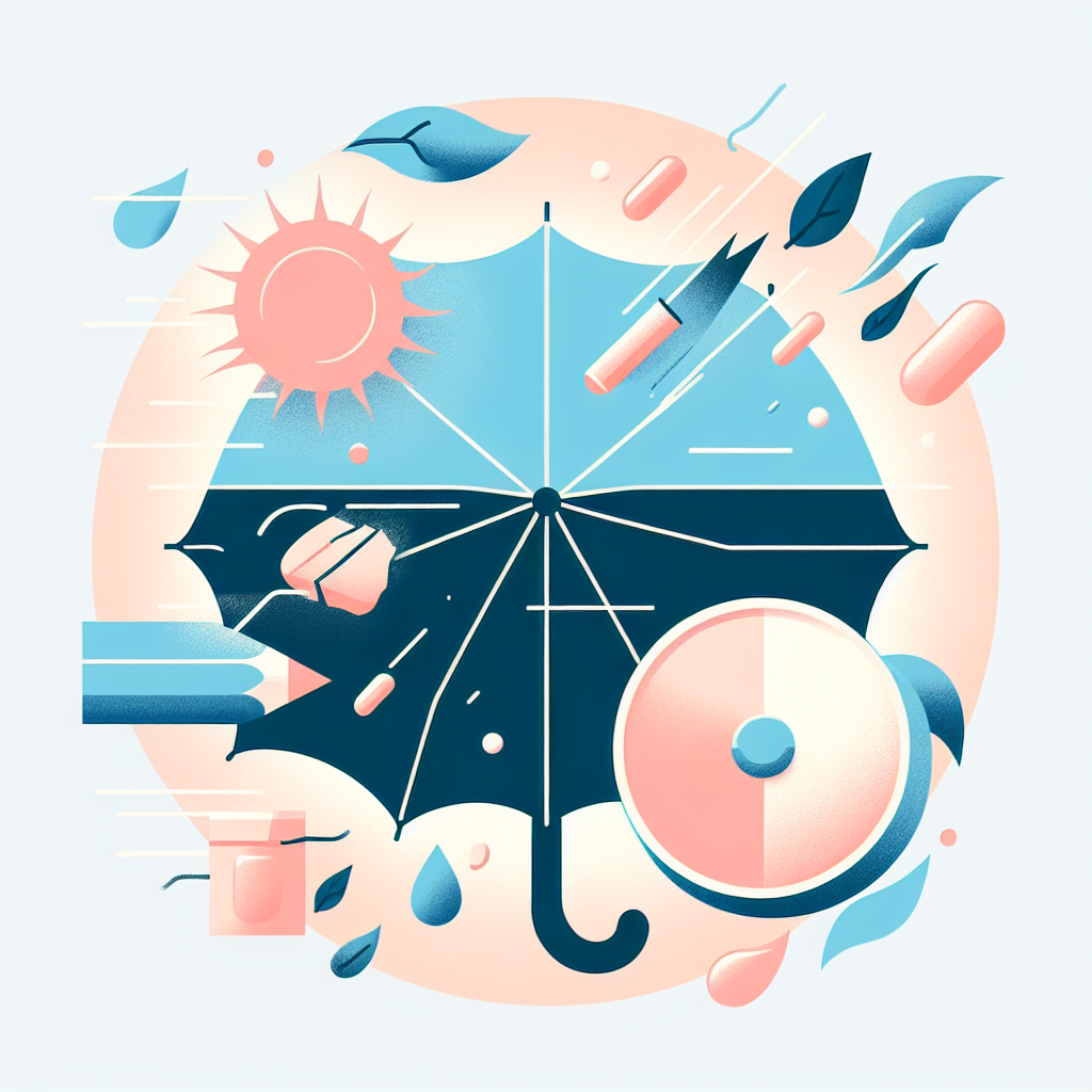 바람에 손상된 양산과 건강한 피부의 상관관계