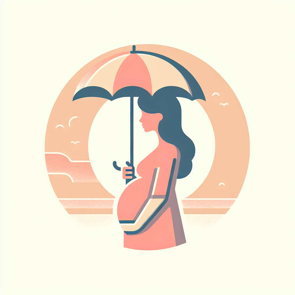 임산부가 양산을 사용하여 자외선을 차단하는 모습